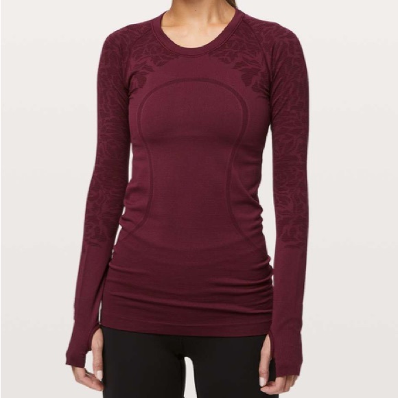 lululemon athletica Tops - Lululemon Athletica Deep Ruby Swiftly Tech Crew Longsleeve Top